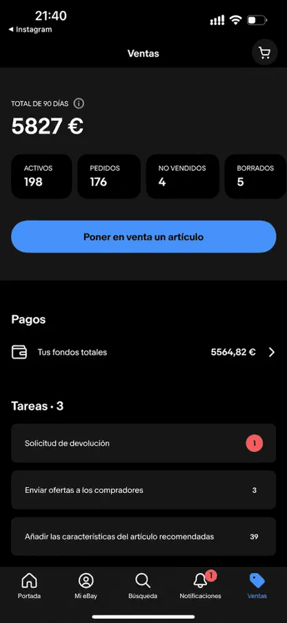 Panel de ventas de Steven